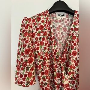 Rouje Gabin Floral Midi Dress size 38 in Red, Pink, Green